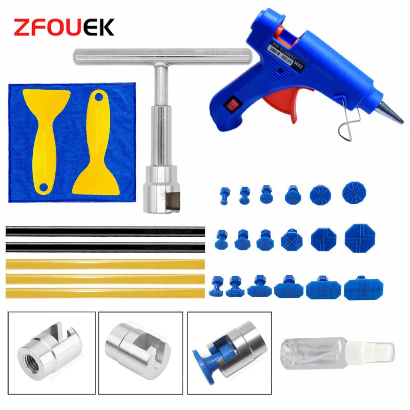New Car Dent Puller Repair Tools Set Body T-Bar Dent Remover Sheet Metal Multiple Size Suction Cup Puller Kit Auto Accessories